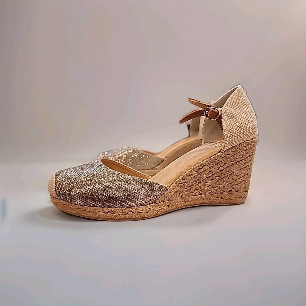 Sonoma Gooseberry Wedge Shoes Dress Sandals Women’s Size 9.5 Gold Shiny New - Picture 2 of 13